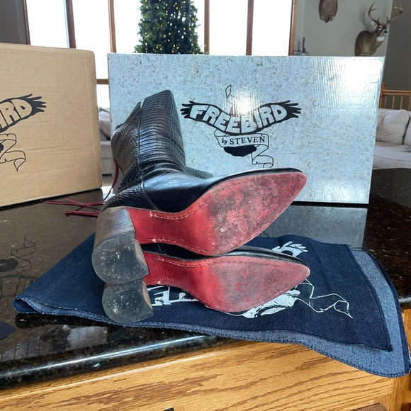 Free bird JASPER BLACK CROCO boots freebird size 10 - Picture 5 of 9